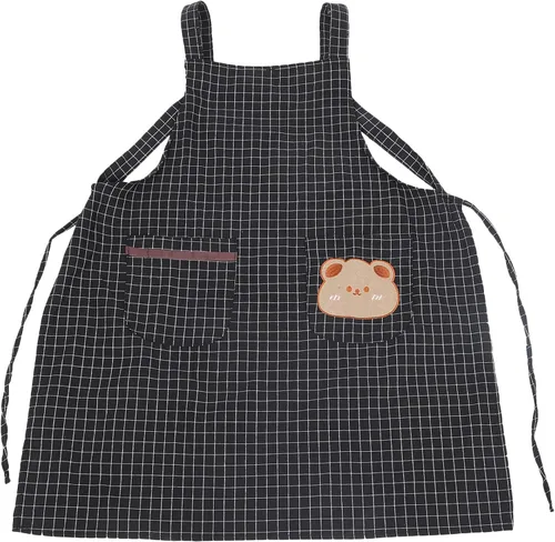 Delantal ajustable de lona oscura de algodón y poliéster con bolsillo espacioso para hombres y mujeres, camareros, chefs, estilistas, salón de