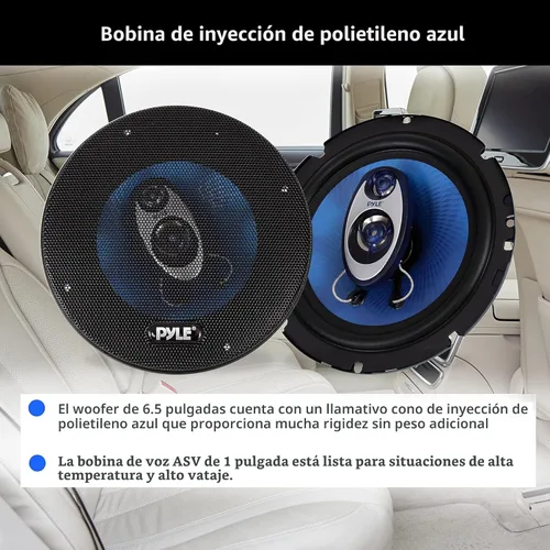 Miniatura 3 de Pyle 6.5" Sistema de altavoces de sonido de 3 vías - 180 W RMS/360W de manejo de potencia con impedancia de 4 Ohm y tweeter piezo de 3/4