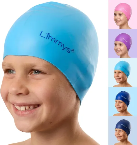 Miniatura 13 de Limmys Gorro de natación de silicona para niños, suave, elástico, antideslizante, para niños y niñas, cómodo ajuste sin tirones, sello seguro