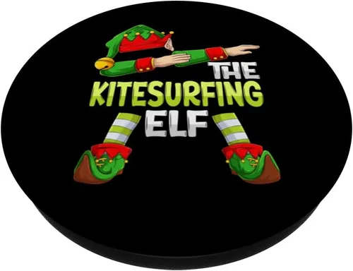 Miniatura 2 de Dabbing kitesurfer Christmas kitesurf The Kitesurfing Elf PopSockets Standard PopGrip