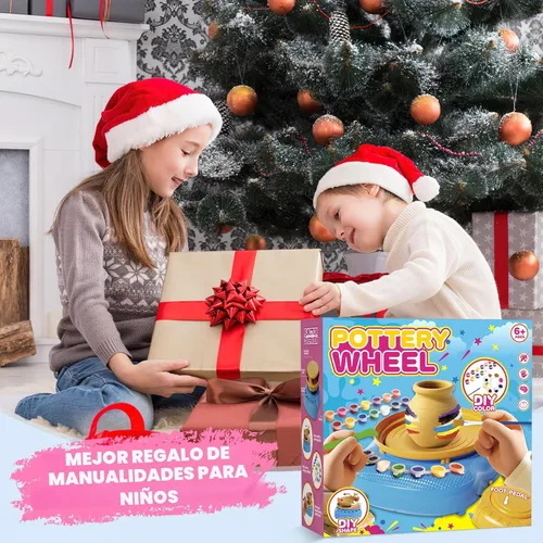 Miniatura 7 de TingingYuli Rueda de alfarería para niños, kit completo de alfarería y herramientas para principiantes, juguetes de artes y manualidades para niños