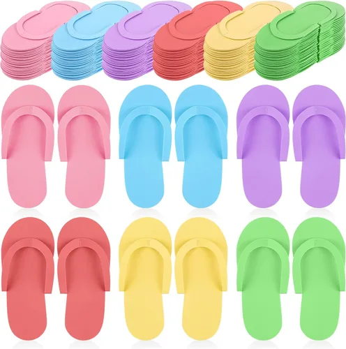 Geyoga 48 pares de pantuflas desechables de pedicura de espuma, desechables, para spa, pedicura, para mujeres, salón de manicura, spa (coloridas)