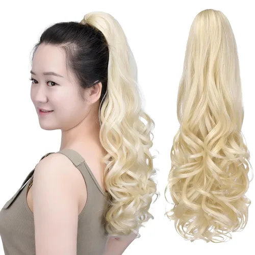Miniatura 19 de SYXLCYGG Auburn Clip Cola de caballo Clip Cola de caballo Extensión de cola de caballo ondulado 10 pulgadas 3.5 oz pelo sintético falso pieza