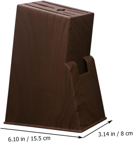 Miniatura 2 de Mobestech Vajilla de madera para patrón de estante afilado de cubiertos para el hogar Cortador Bloque estable Estante de madera de imitación