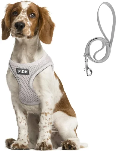 Miniatura 8 de Fida Cómodo arnés para perro con correa, chaleco suave para cachorros, a prueba de escapes, transpirable y ligero de malla suave, arnés reflectante