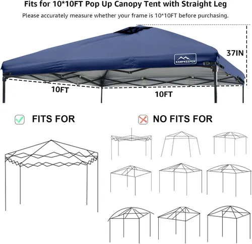 Miniatura 4 de KAMPKEEPER Cubierta de Repuesto Superior para Carpa Toldo Emergente con Ventilación de Aire y Correa Elástica Ajustable, Poliéster Resistente a Azul