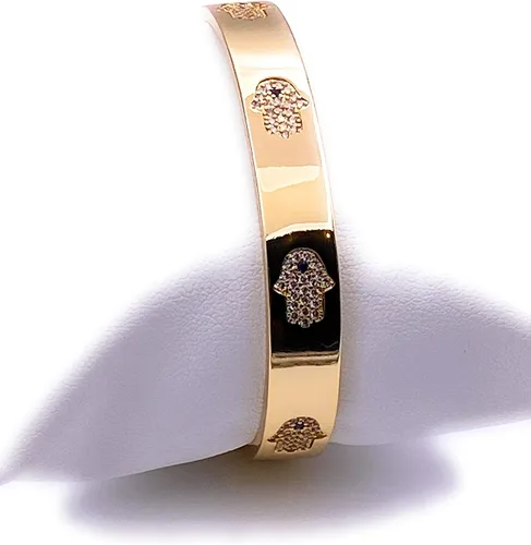 Miniatura 5 de LESLIE BOULES Pulsera de mano Hamsa chapada en oro de 18 quilates para mujer, joyería de moda