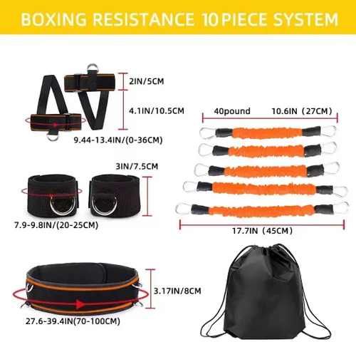 Miniatura 3 de Bandas de resistencia de boxeo, bandas de ejercicio de fuerza y agilidad para piernas para MMA, combate de karate, equipo de entrenamiento