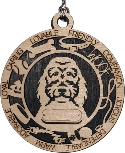 Miniatura 78 de Adorno de Navidad personalizado de madera para perro de 3 pulgadas, nombre y texto personalizables, hecho a mano en Estados Unidos, diseño de corte