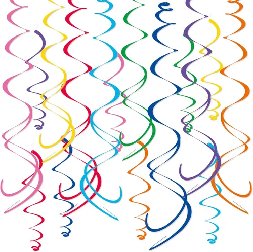 HonuGoGo Juego de 48 piezas de remolinos de papel multicolor – Remolinos colgantes para fiesta de cumpleaños, baby shower, boda y decoración de