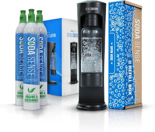 Miniatura 9 de SENSEation Máquina de Soda Accesorios de Cocina, Nuevos Artículos Esenciales para el Hogar - Juego de Máquina de Agua con Gas con 2 Cartuchos de CO2