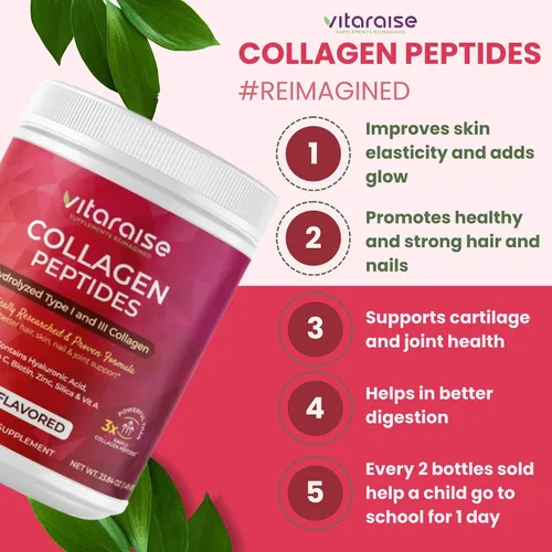 Miniatura 3 de Polvo de colágeno hidrolizado, tipo I y III, alimentado con pasto, naturalmente, 3 veces más potentes péptidos de colágeno en polvo para mujeres