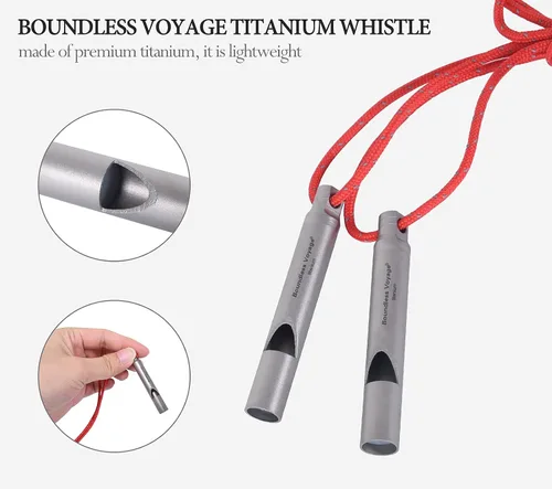 Miniatura 6 de Boundless Voyage Silbato de titanio para supervivencia de emergencia con cordón fuerte para acampar al aire libre, senderismo, entrenadores, 2