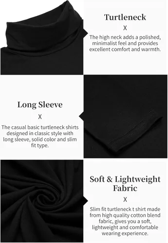 Miniatura 6 de COOFANDY Camisetas casuales de cuello alto para hombre, ligeras, básicas, de algodón