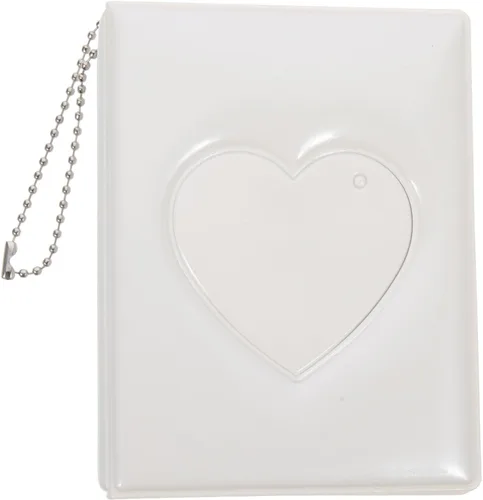 Miniatura 10 de PRETYZOOM Mini álbum de fotos de 3 pulgadas, pequeño álbum de fotos, carpeta Kpop para tarjetas fotográficas con colgante de corazón, mini álbum
