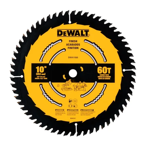 DEWALT Hoja de sierra de mesa, 10 pulgadas, 60 dientes, acabado fino, carburo ultra afilado (DWA11060)