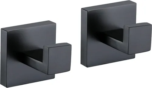 TQKAG Gancho para toalla de baño, abrigo, bata negra, ganchos de pared de baño para cocina, garaje, montaje en pared de acero inoxidable