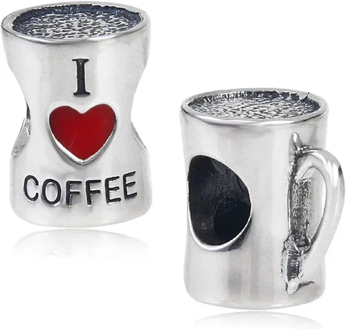 Miniatura 2 de CRISNATA Taza de café con texto en inglés "I Love Savoury de plata de ley 925, cuentas de tetera mágica, se adapta a pulseras europeas, regalos