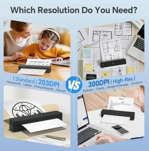 Miniatura 3 de HPRT Impresora portátil inalámbrica conexión Bluetooth MT660 soporte móvil sin tinta térmica 8.5 x 11 pulgadas carta de Estados Unidos y plantilla