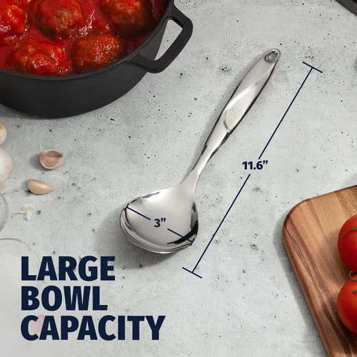 Miniatura 4 de Zulay Kitchen Cuchara de servir de acero inoxidable, cuchara grande de cocina y servir de 11.5 pulgadas con mango ergonómico, duradero, resistente