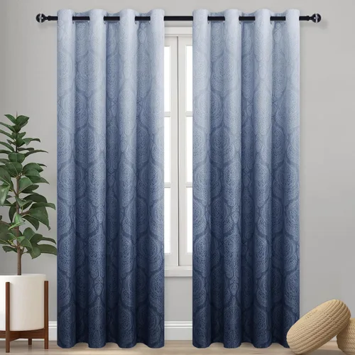 Miniatura 118 de DWCN - Cortinas blackout para dormitorio, diseño de damasco con aislamiento térmico y ojales, para sala de estar, juego de 2 paneles de cortina Gris