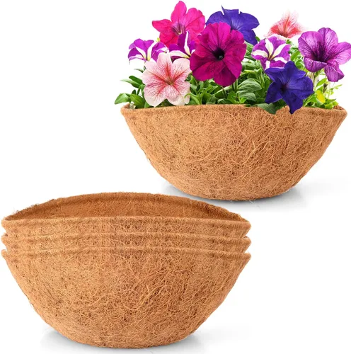 Miniatura 8 de LAVEVE Revestimiento de fibra de coco de repuesto para cesta colgante de plantas, 2 forros redondos de fibra de coco de 12 pulgadas de grosor