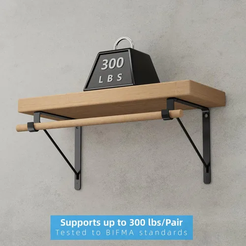 Miniatura 3 de Paquete de 4 soportes para barra de armario, soportes de estante de armario de 10.8 x 10.8 pulgadas para trabajo pesado montados en pared, soportes