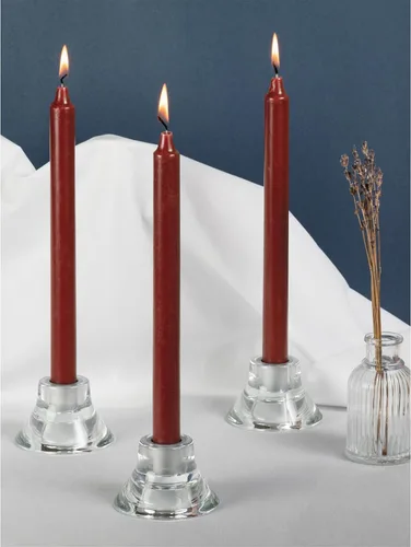 Miniatura 5 de CANDWAX Bordeaux - Velas cónicas de 12 pulgadas, rectas, sin perfume, velas largas de combustión lenta, sin goteo y sin humo Burdeos