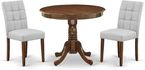 Miniatura 19 de East West Furniture ANAS3-AWA-08 Juego de mesa de comedor de cocina de 3 piezas contiene una mesa moderna y 2 sillas de comedor tapizadas de tela