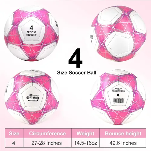 Miniatura 5 de STEEFAN Balón de fútbol verde azulado/azul/rosa, tamaño 3/4/5 para jugar al aire libre, pelota oficial de fútbol que cambia de color con agujas