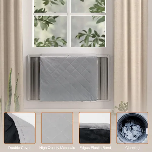 Miniatura 4 de HOXHA Cubierta de aire acondicionado interior para unidades de ventana, doble aislamiento, antioxidante, ajustable, cubierta de aire acondicionado