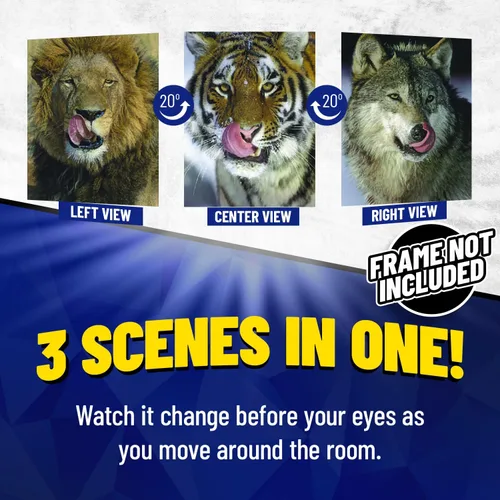 Miniatura 2 de Póster 3D de león, tigre y lobo con lengua hacia fuera 11.8 x 15.7 pulgadas Pósteres e imágenes de animales salvajes Regalos de recuerdos