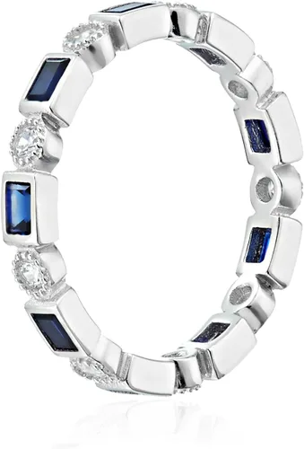 Miniatura 2 de Tienda Essentials Platinum-Plated Sterling Silver Created or Genuine Gemstone All-Around Band Ring set with Infinite Elements Zirconia Accents