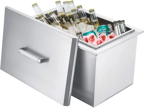 Miniatura 2 de Baúl de hielo desplegable - 14 pulgadas de ancho x 20-1/2 pulgadas de profundidad x 13-1/4 pulgadas de alto, enfriador de hielo de acero inoxidable