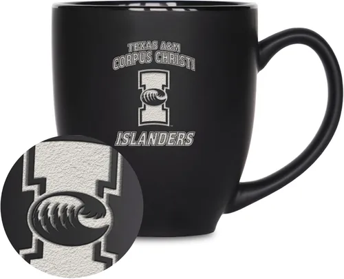 Miniatura 95 de Rico Industries - Taza de cerámica mate negra con grabado láser estándar de 15oz para NCAA (escuelas T & U) - Para bebidas calientes o frías