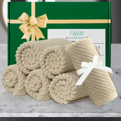 Miniatura 100 de VOOVA & MOVAS Toallas de mano blancas - 100% algodón Ligeras Gruesas Secado rápido Suaves Absorbentes, paquete de 4 piezas grandes de 18