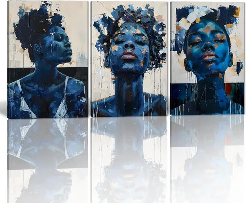 Miniatura 52 de MAMAGO Lienzo decorativo para pared, pintura de belleza dorada y negra, fotos de mujeres africanas, hermosos pósteres de mujer negra, impresiones