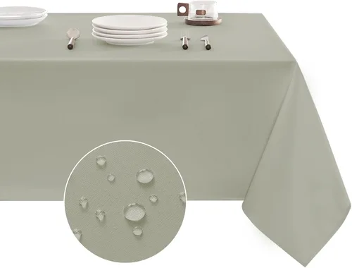 Miniatura 11 de Veblandy Mantel rectangular impermeable, a prueba de derrames, sin arrugas, mantel lavable, decoración de mesa de cocina, comedor, mantel de tela
