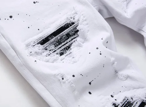 Miniatura 5 de OIIIO Jeans elásticos rasgados de ajuste regular para hombre