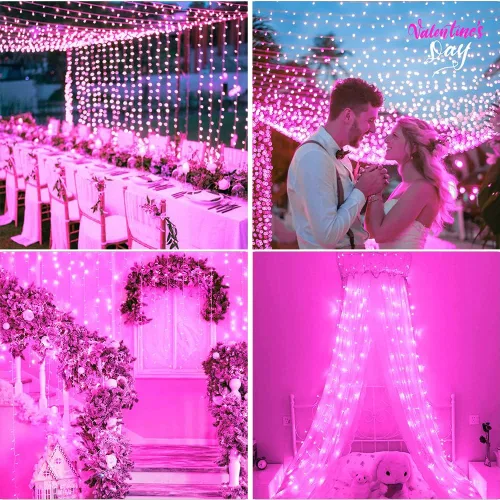 Miniatura 4 de Guirnalda de luces para exteriores de 33 pies, 100 luces LED con controlador de modos de memoria, luces de Navidad extensibles para bodas, Navidad