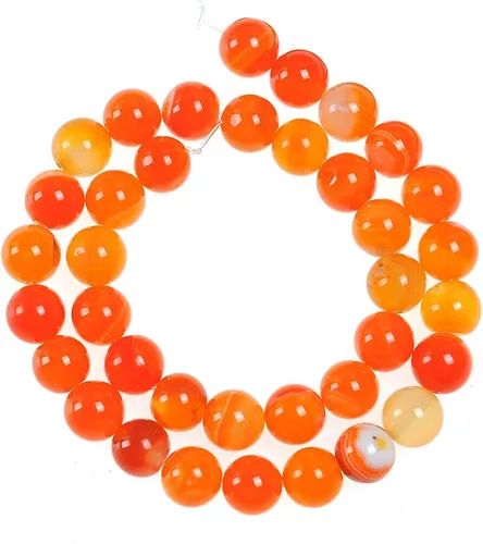 Miniatura 2 de Cuentas de piedra natural de 0.315 pulgadas (0.315 in) de ágata naranja a rayas redondas, cuentas sueltas de cristal energético, potencia curativa