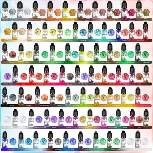 Miniatura 2 de Juego de tinta de alcohol – 70 botellas de colores vibrantes de tinta a base de alcohol de alta concentración, tinte de color de pintura de resina