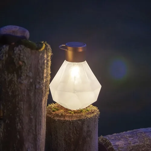 Miniatura 3 de Allsop Luz de gemas – LED solar para exteriores – Vidrio soplado a mano – Impermeable con marco fácil de colgar (leche)