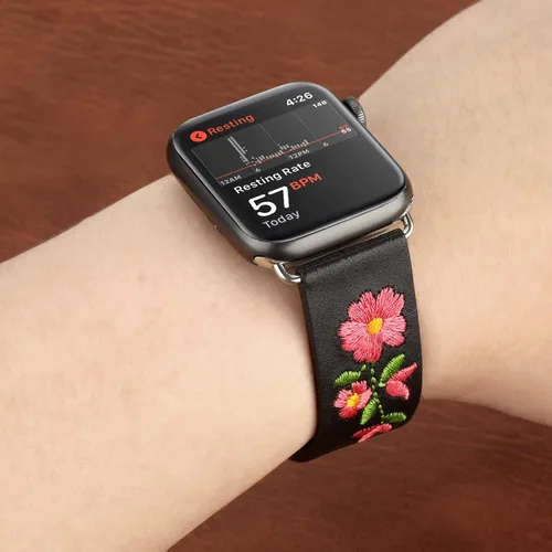 Miniatura 5 de Correas de reloj de cuero para Apple Watch de 1.732 in 1.496 in 1.575 in 1.614 in 1.654 in 1.772 in 1.929 in Personalidad bordado elegante pulseras