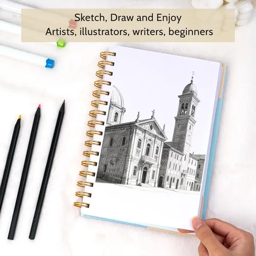 Miniatura 3 de Yoment Cuaderno de bocetos pequeño de 5.5" x 8.5" para dibujo, 100 hojas de tapa dura en espiral para niños (68 libras/100gsm), cuaderno de bocetos