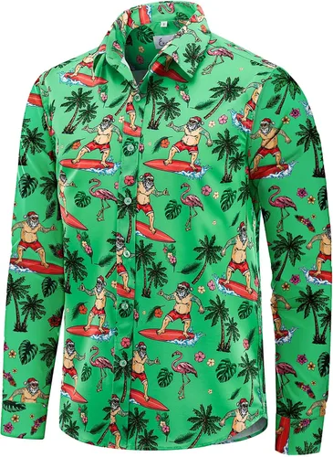Miniatura 31 de EUOW - Camisas hawaianas para hombre de manga corta con botones, estampadas para la playa y el verano