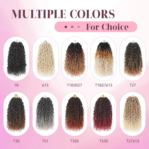 Miniatura 8 de Aipin Goddess Cabello de Ganchillo de 18 Pulgadas Boho River Locs Hippie Locs Ondulado de Ganchillo Con Cabello Rizado en el Medio y Extremos 613
