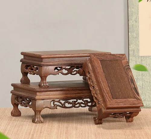 Miniatura 7 de GOLDY&WENDY Base rectangular de madera de ala de pollo con base de palisandro florero planta estatua de Buda soporte de exhibición pedestal