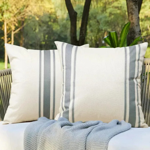 Miniatura 17 de OTOSTAR Paquete de 2 fundas de almohada para exteriores de 18 x 18 pulgadas, impermeables, decorativas, cuadradas, geométricas, para sofá, patio