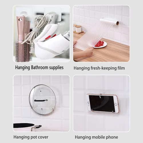 Miniatura 5 de Elegana Ganchos autoadhesivos resistentes, paquete de 24 unidades, 33 libras máximo, ganchos de pared de acero inoxidable 304 transparentes, ganchos